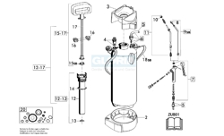 Die Ersatzteilzeichnung mit der Teileliste für den Spezial-Drucksprüher Gloria PRO 8 zum herunterladen und ausdrucken.