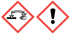 Gefahrenhinweissymbole für das Gloria Reinigungsmittel für Gartensprühgeräte