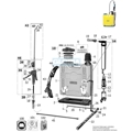 Explosionszeichnung mit Ersatzteilliste für das Kolbenrückensprühgerät Gloria 2018