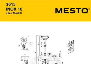 MESTO 3615 INOX 10, Explosionszeichnung Ausführung 2011 mit Ersatzteilnummern