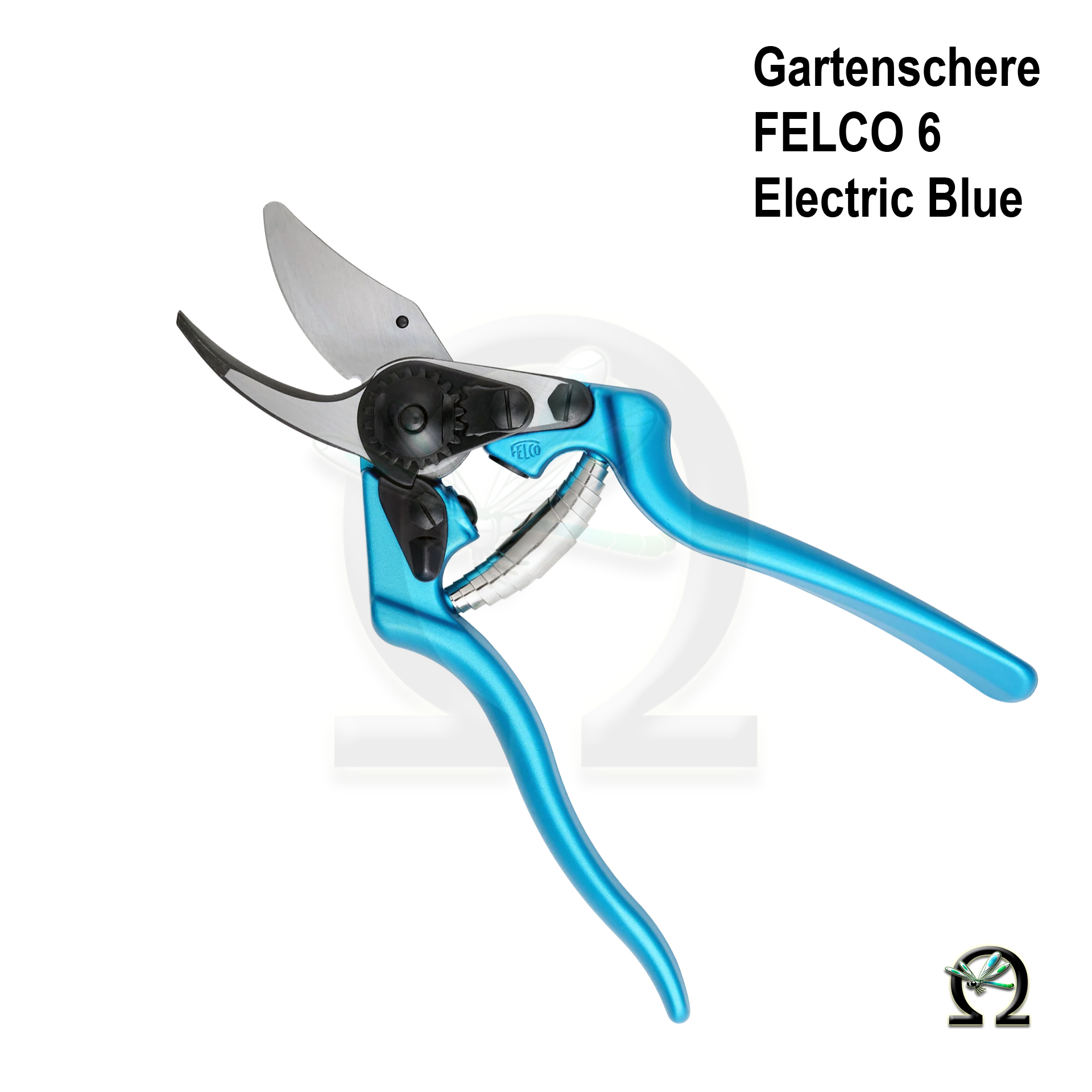 Gartenschere Felco 6 Electric Blue, geöffnet
