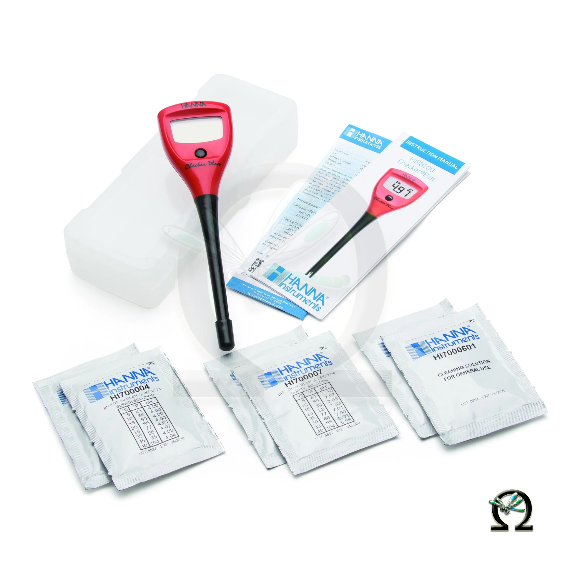 Der Hanna pH-Tester Checker 1 HI98103 wird mit Reinigungslösung und Kalibrierlösungen geliefert.