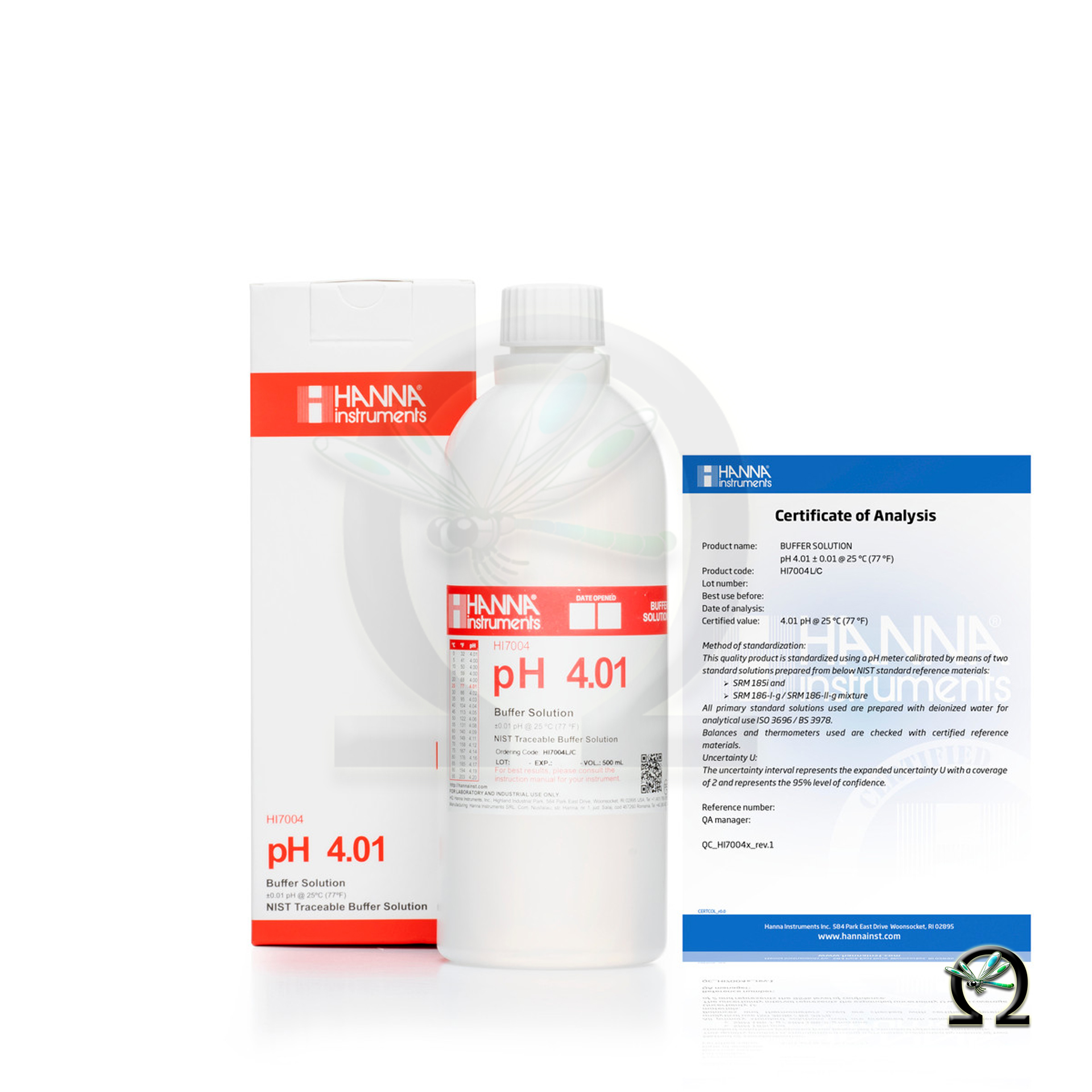 HI7004L/C Hanna Pufferlösung pH 4,01 500 mL mit Analysezertifikat