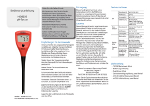  Die Bedienungsanleitung in deutsch von dem Hanna pH-Tester Checker 1 HI98103 mit austauschbarer Elektrode als PDF-Datei zum herunterladen und ausdrucken.