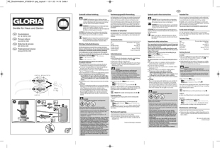 Vorschaubild Bedienungsanleitung GLORIA Druckminderer (Deutsche Version) 000182.5000