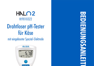  Die Bedienungsanleitung in deutsch von dem HALO2 Drahtlosen pH-Tester HI9810322 für Käse als PDF-Datei zum herunterladen und ausdrucken.