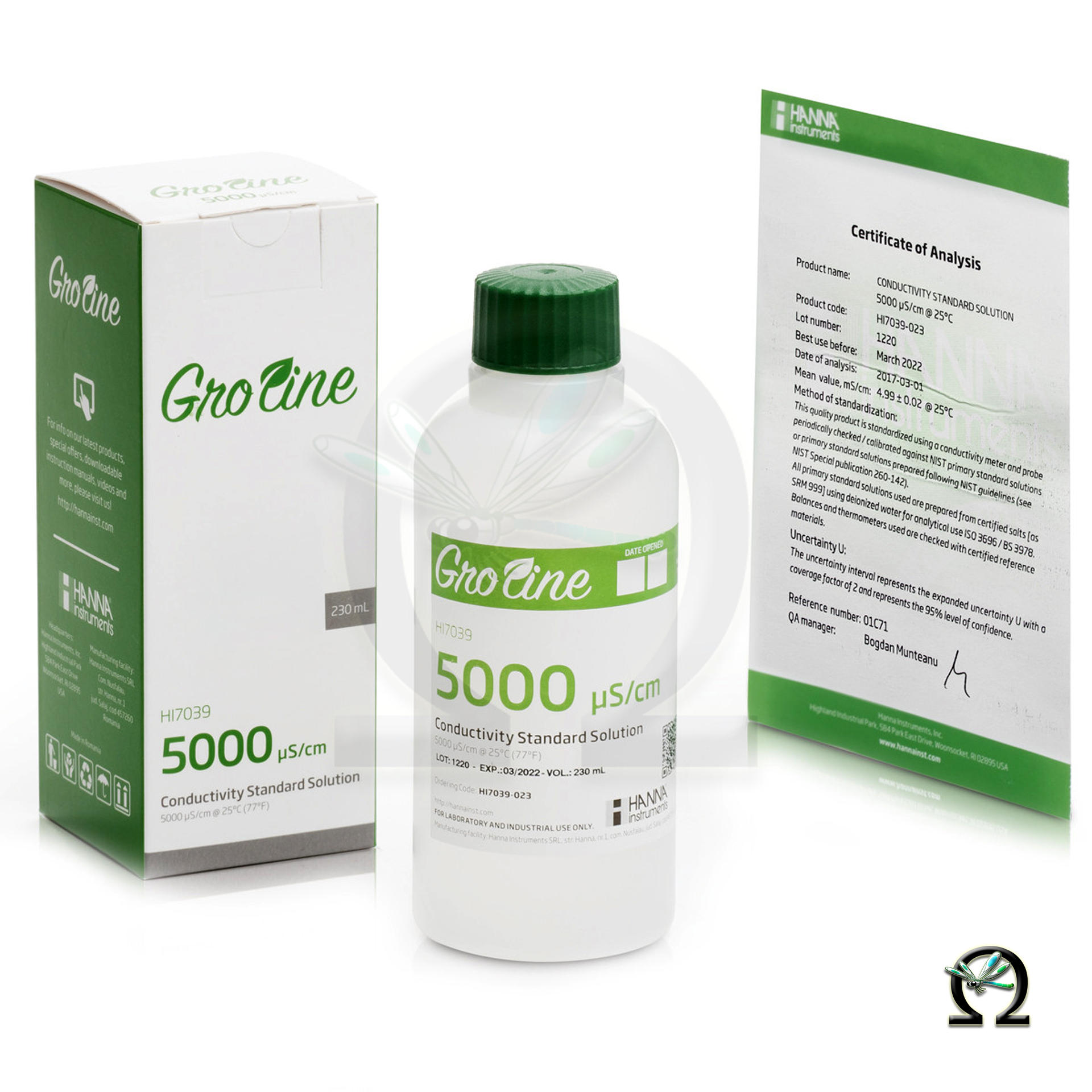 HI7039-023 GroLine EC-Kalibrierlösung 5.000 µS/cm 230 mL m. Analysezertifikat
