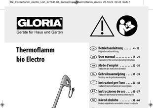 Vorschaubild Bedienungsanleitung GLORIA Thermoflamm bio Electro