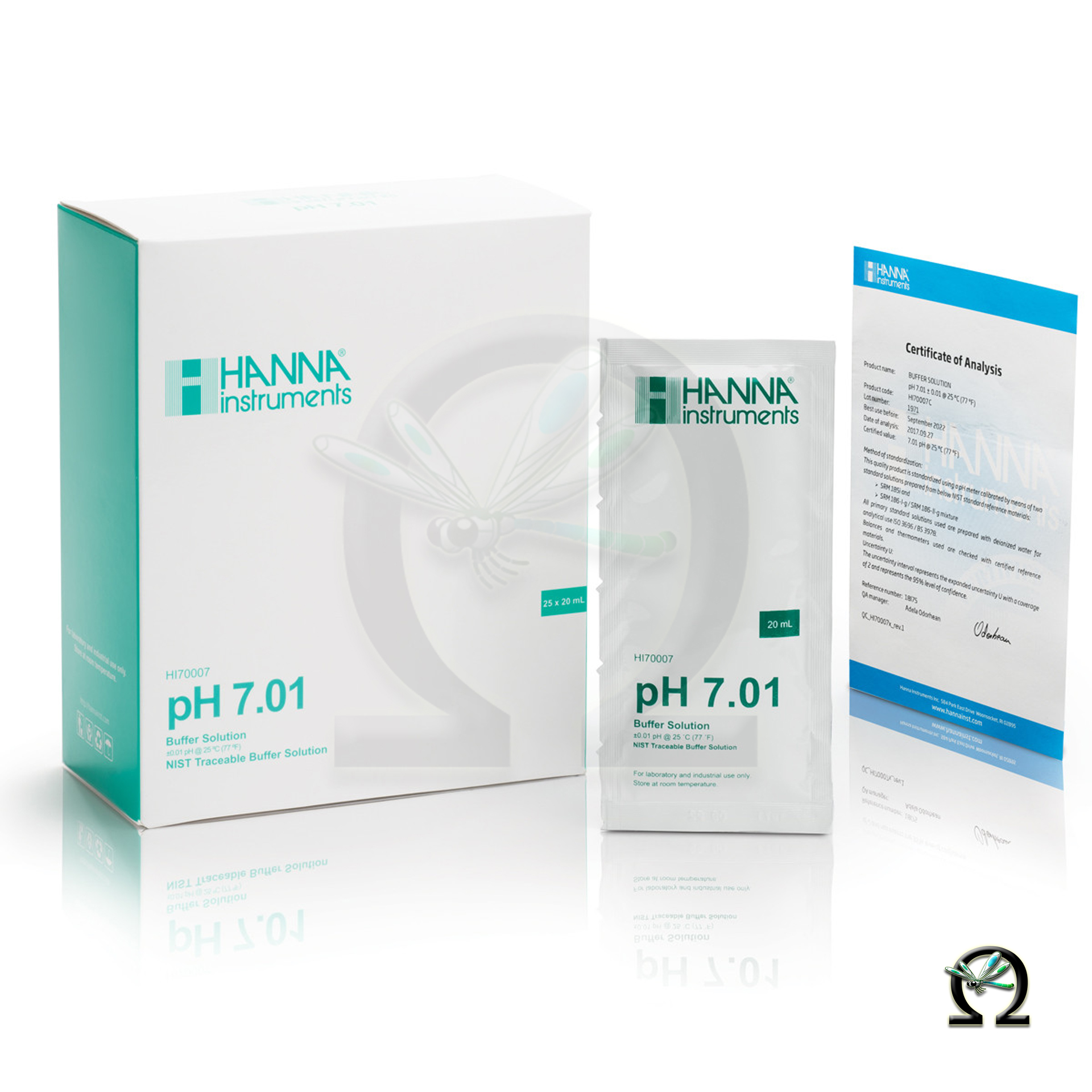 HI70007C Hanna Pufferlösung pH 7,01 mit Analysezertifikat 25× Portionsbeutel