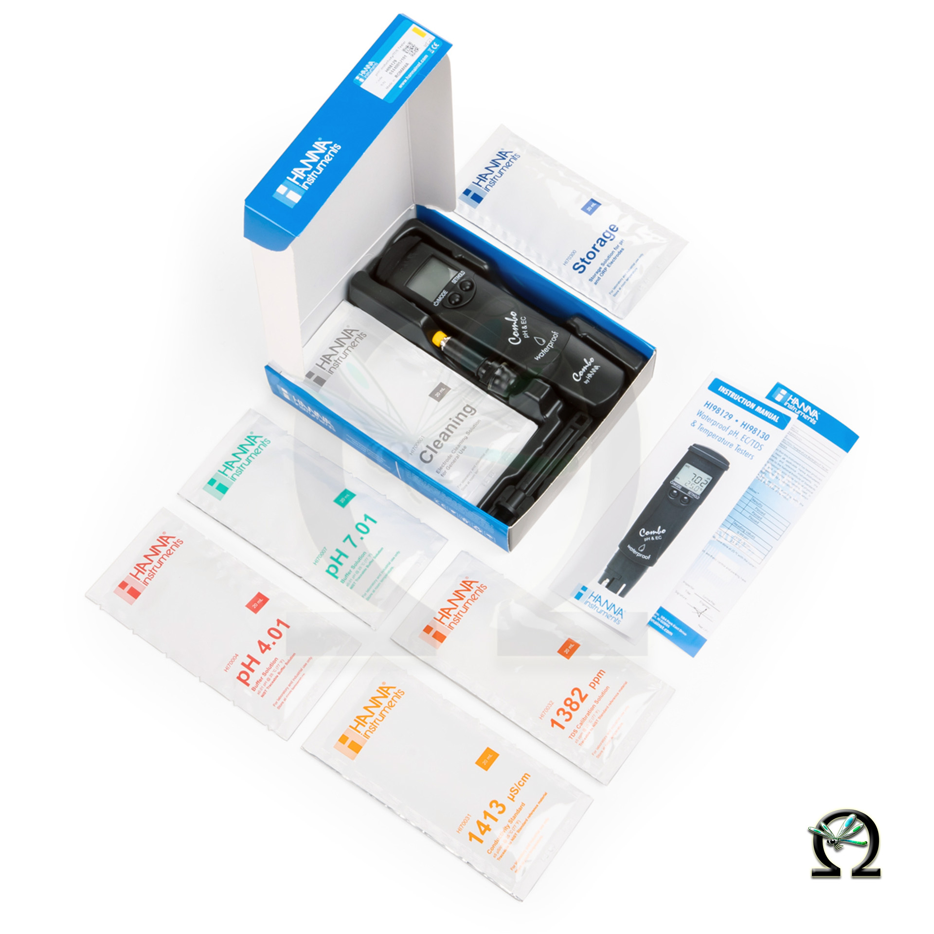 Hanna pH/EC/TDS/C°-Messgerät HI98129 Combo-Tester, Lieferumfang