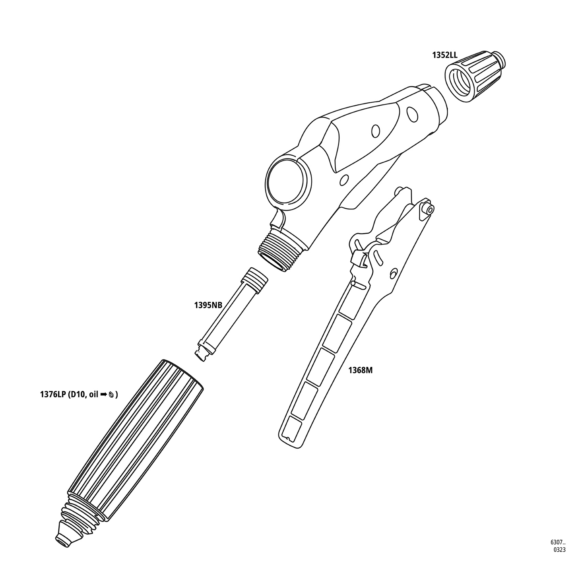 MESTO Abstellventil FPM 6307LP mit Filtersieb für INOX PCO, Zeichnung der Einzelteile