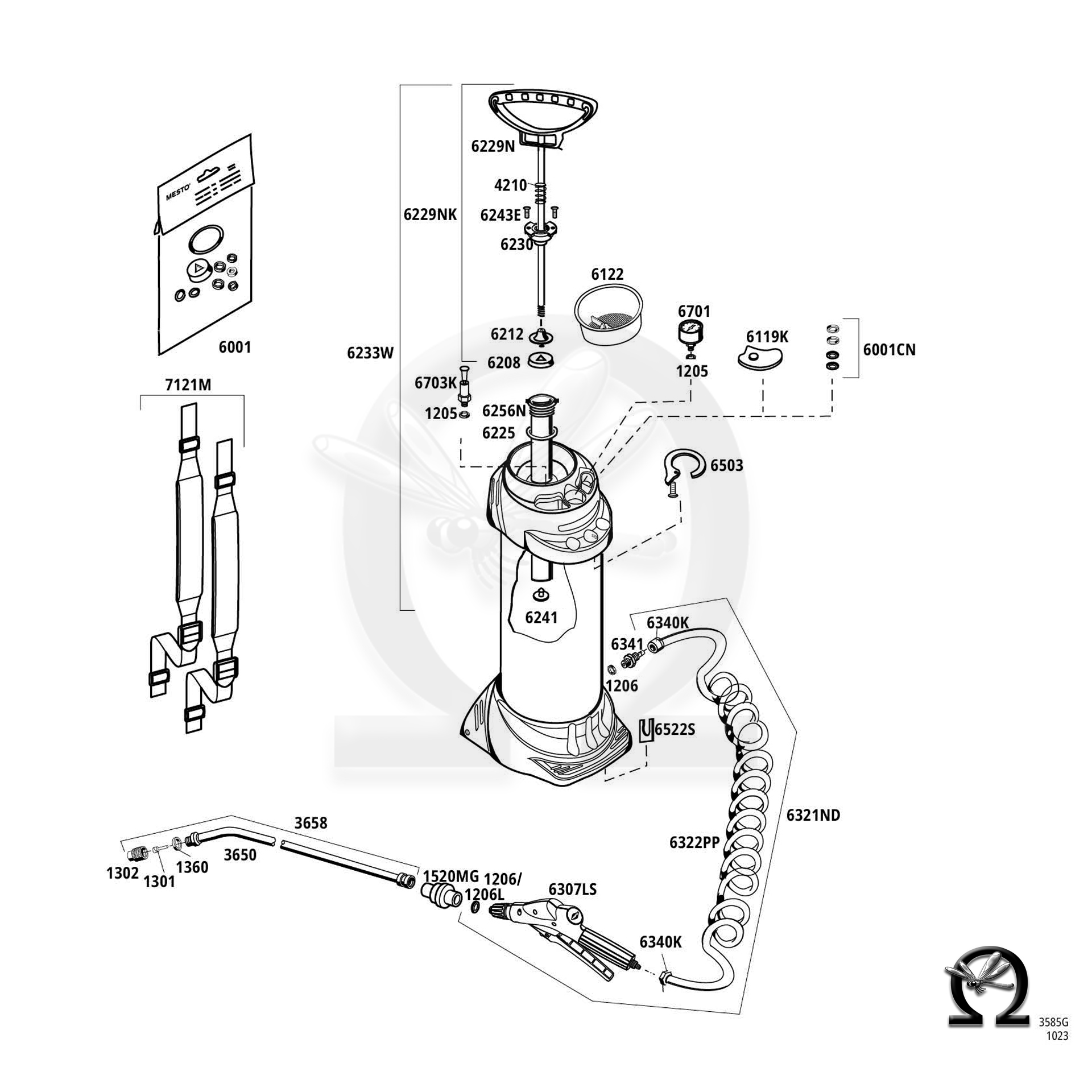 MESTO 3585G FERROX 10, Explosionszeichnung mit Ersatzteilnummern