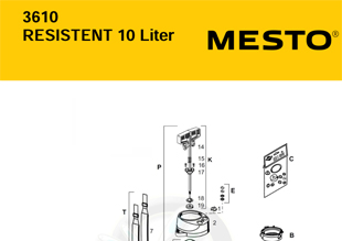 MESTO 3610 RESISTENT 10 Liter, Explosionszeichnung mitErsatzteilnummern