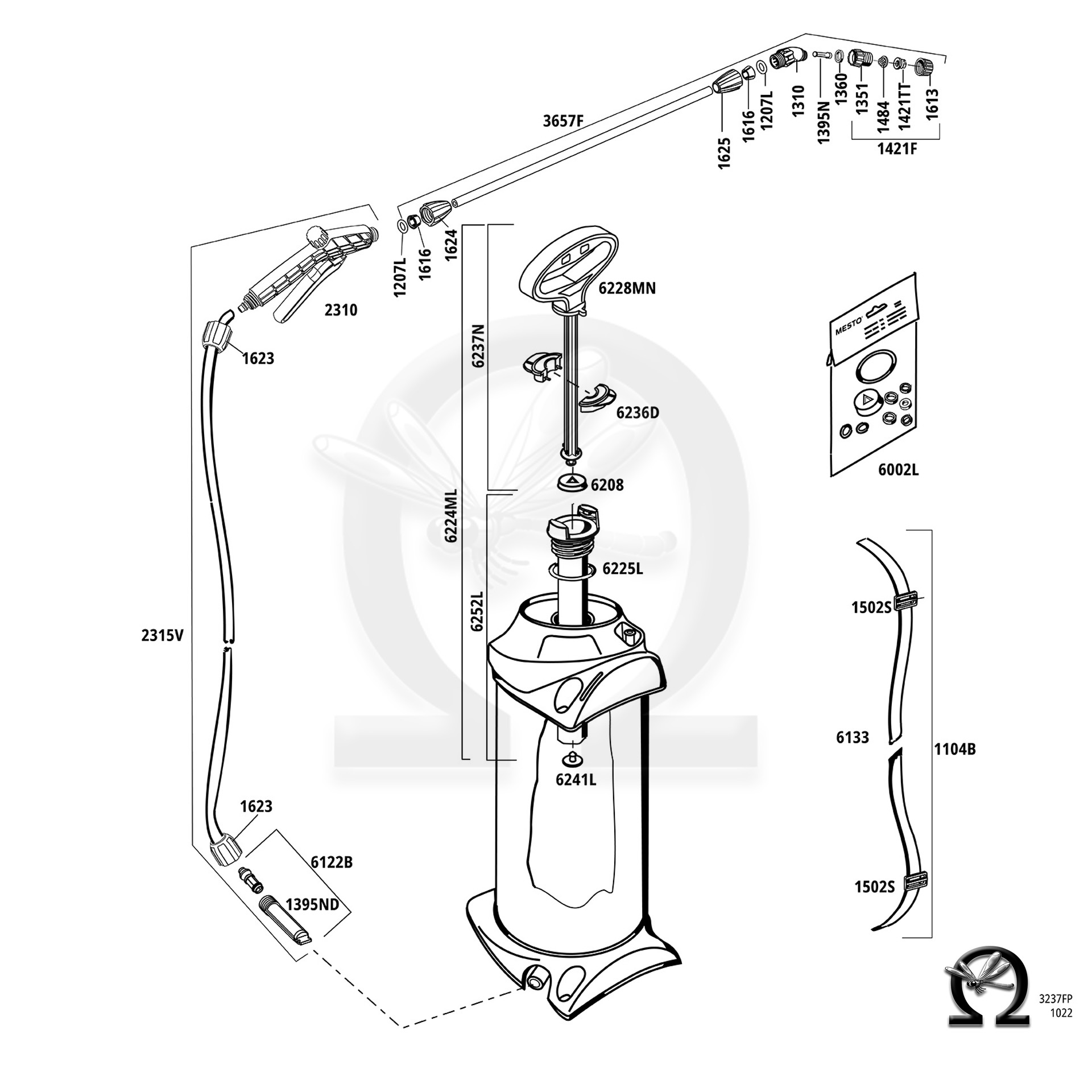MESTO 3237FP FIX PLUS 5, Explosionszeichnung mit Ersatzteilnummern
