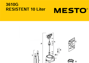 MESTO 3610G RESISTENT 10 Liter, Explosionszeichnung mitErsatzteilnummern