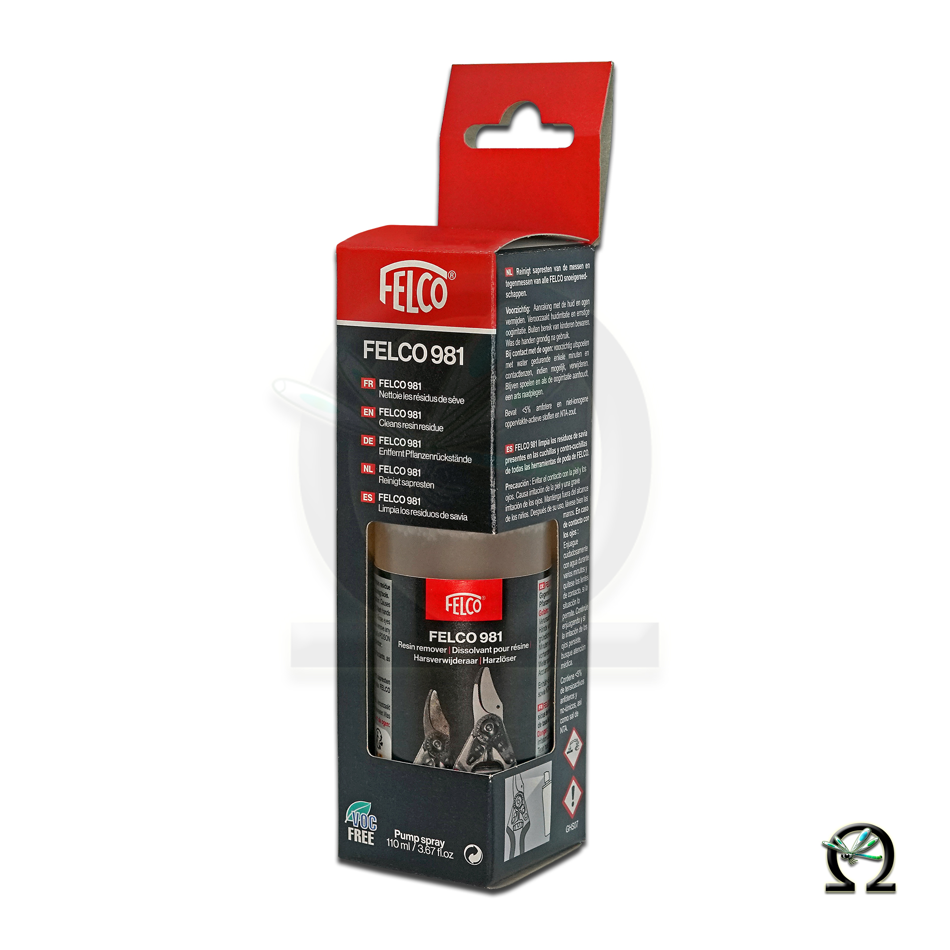Der Harzlöser Felco 981 wird im Karton geliefert