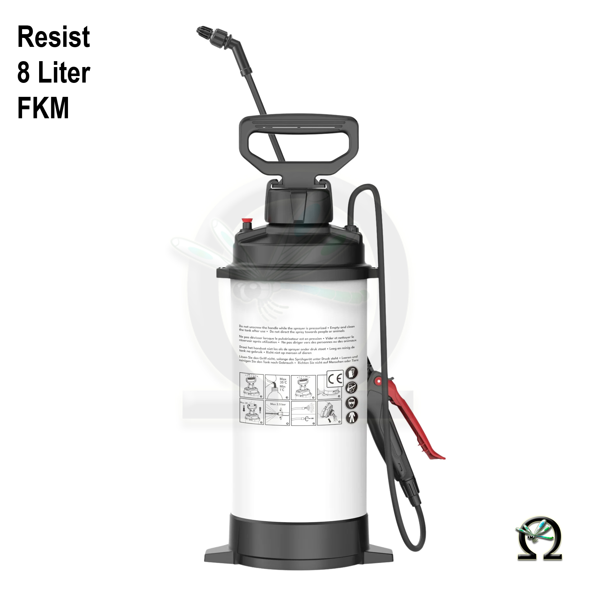 Rückseite, Drucksprühgerät De Witte RESIST 8 Liter mit FKM-Dichtungen