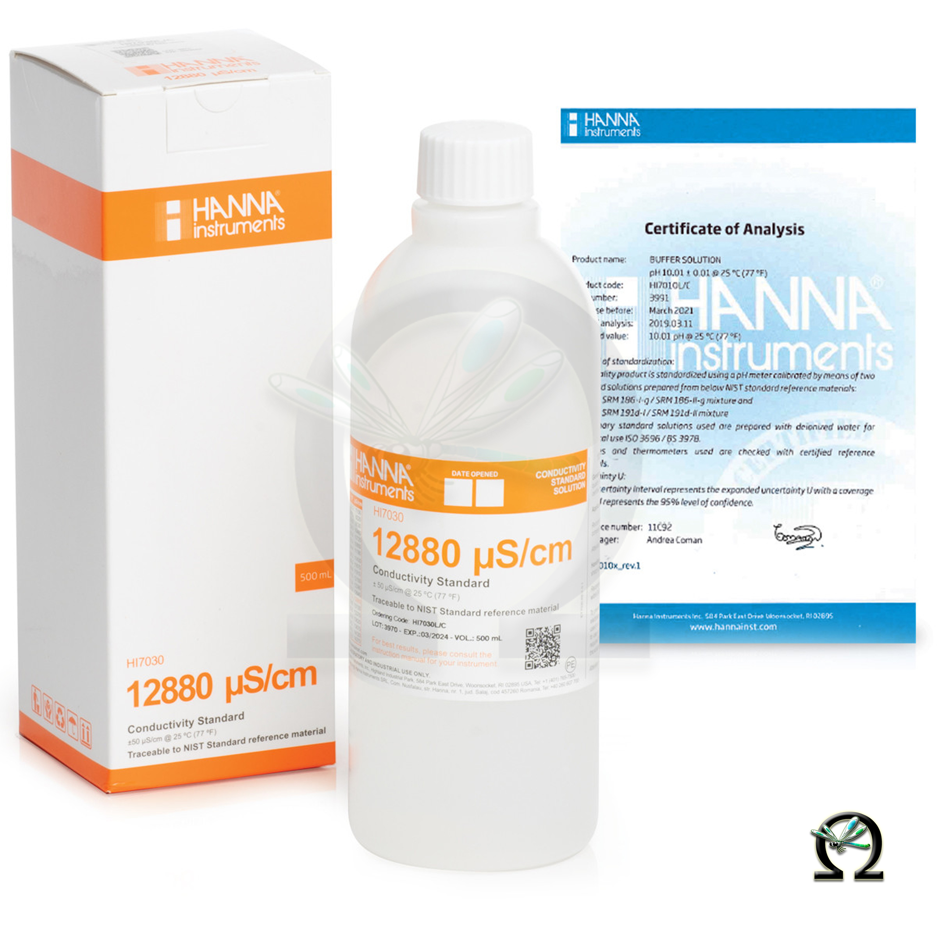HI7030L/C Hanna Leitfähigkeitslösung 12.880 µS/cm 500 mL mit Analysezertifikat