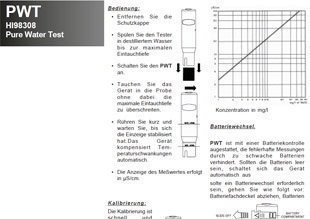Die Bedienungsanleitung für das Hanna Reinstwasser-Leitfähigkeitsmessgerät HI98308 PWT als PDF-Datei zum herunterladen und ausdrucken.