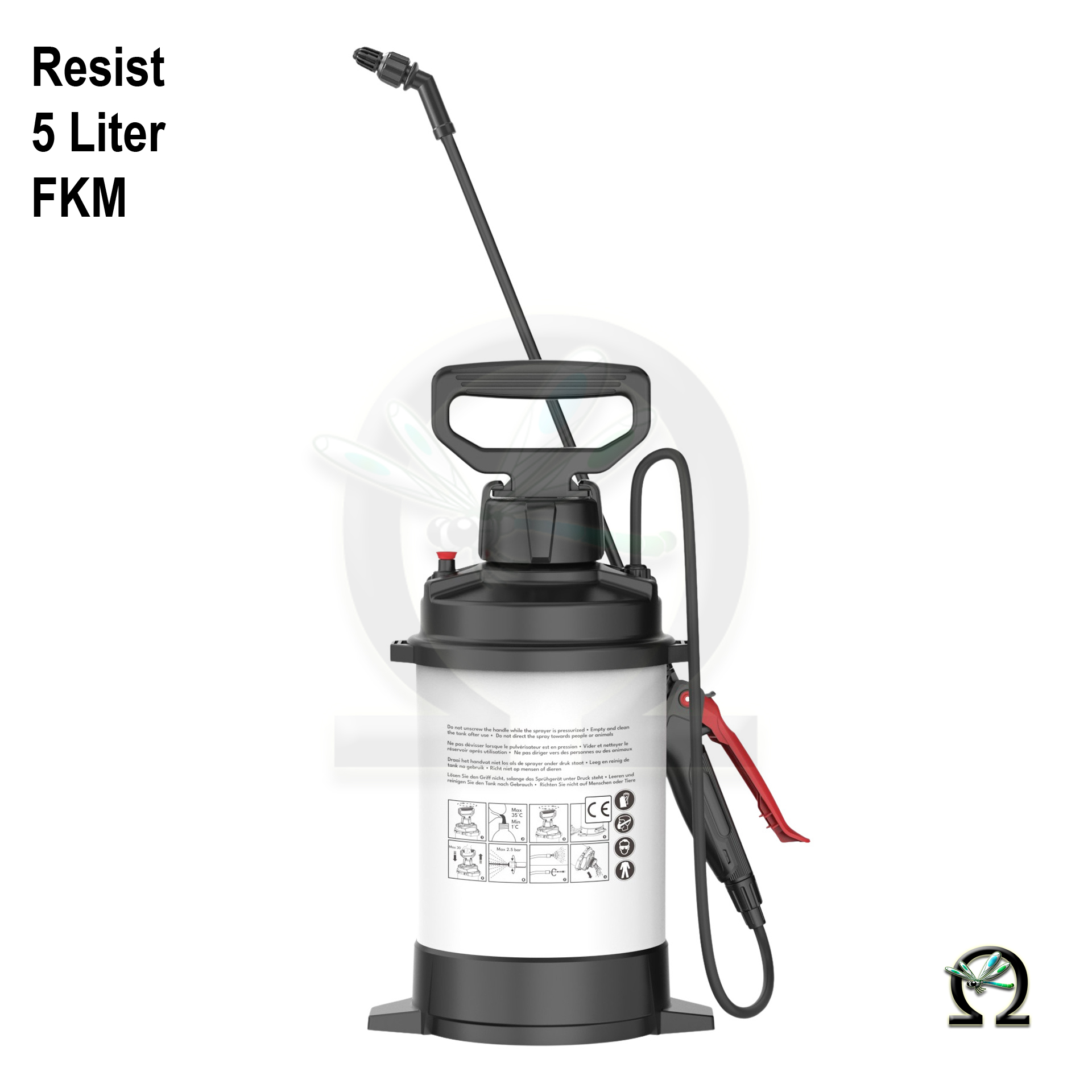 Rückseite, Drucksprühgerät De Witte RESIST 5 Liter mit FKM-Dichtungen