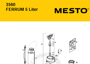 MESTO 3560 FERRUM 5 Liter seitentragbar, Explosionszeichnung mit Ersatzteilnummern