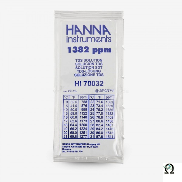 Hanna TDS-Kalibrierlösung HI70032 1382 ppm (mg/L) 25× Portionsbeutel