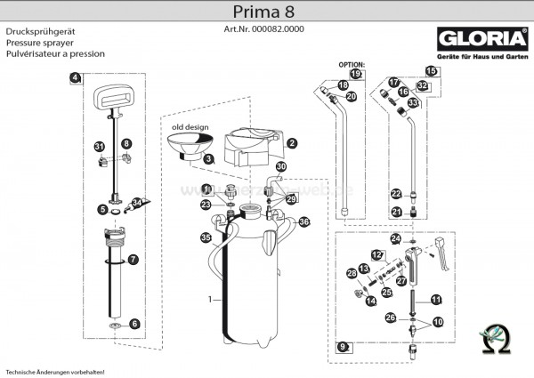 GLORIA Behälter für Druckspühgerät prima 8
