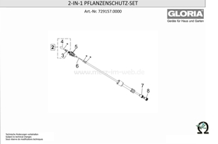 Gloria 270º Pflanzenschutz-Set, Zeichnung der Einzelteile
