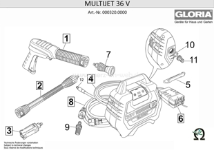Gloria Multijet 36V, Zeichnung der Einzelteile
